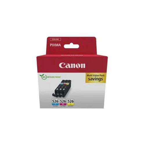 Canon CLI-526 C/M/Y Multipack Druckerpatronen - Original Cyan, Magenta, Gelb - PIXMA iP4850, iP4950, MG5350, MX895 - 3er Pack