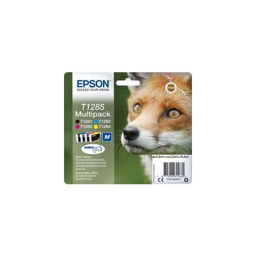 Epson Druckerpatrone C13T1285 Fuchs MultiPack - Original Tintenpatronen in Magenta, Cyan, Gelb und Schwarz