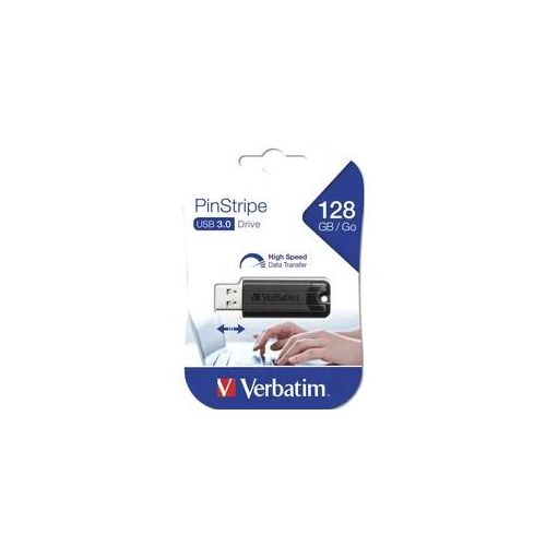 Verbatim PinStripe USB 3.0 128GB Schwarz - Schneller Datenaustausch