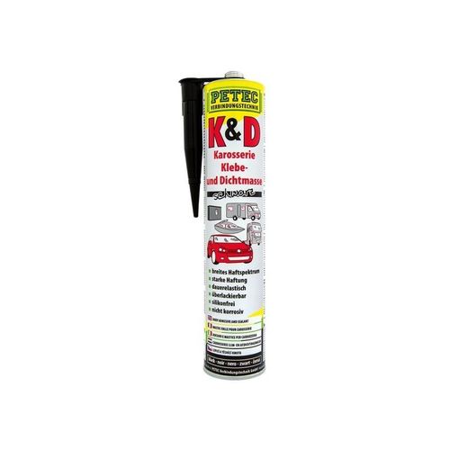 PETEC Karossie & Dichtmasse schwarz (310 ml) Metall-Klebstoff,Karosserieklebstoff,Hybridklebstoff,Universalklebstoff 94730