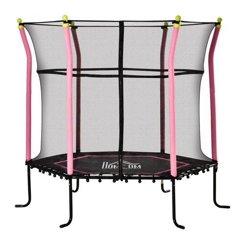 5,3FT Trampolin Gartentrampolin Kinder mit Sicherheitsnetz Rosa