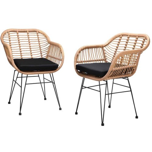 Polyrattan Korbsessel 2er-Set Natur