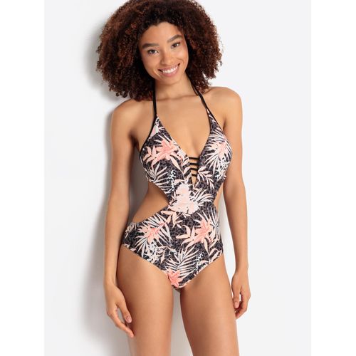 Monokini BUFFALO Gr. 34, N-Gr, bunt (braun-apricot) Damen Badeanzüge im Animal-Design