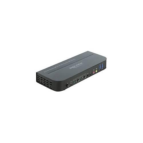 Delock DisplayPort 1.4 KVM Switch 8K 30 Hz with USB 3.0 and Audio - KVM-/Audio-/USB-Switch - 2 Anschlüsse