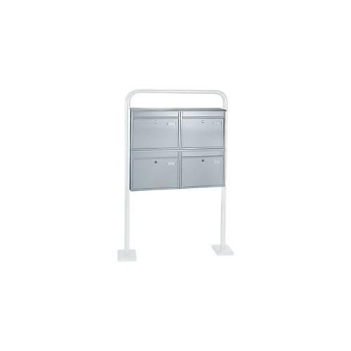 Rottner Briefkastenanlage, mit 4 Briefkästen, ohne Ständer, H 635 x B 720 x T 125 mm, Edelstahl