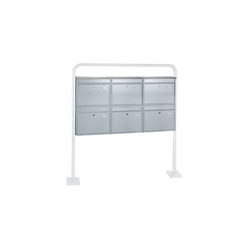 Rottner Briefkastenanlage, mit 6 Briefkästen, ohne Ständer, H 635 x B 1160 x T 125 mm, Edelstahl