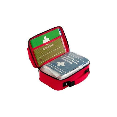 Verbandtasche Office plus, Inhalt nach DIN 13 157, mit Außentasche, inkl. DIN A5 Verbandbuch & Stift, B 260 x T 100 x H 170 mm, Nylon, rot