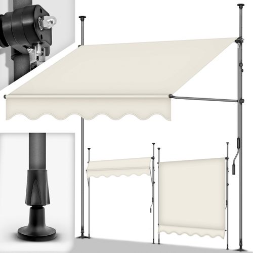 tillvex Balkonmarkise Gelenkarm Markise Klemmmarkise Sonnenmarkise Balkon ohne Bohren Sand 300 cm