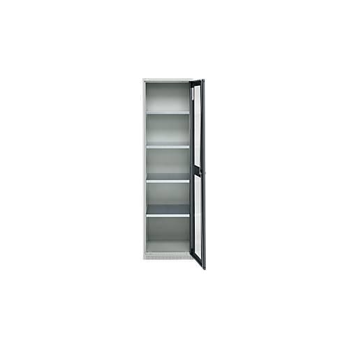 Schäfer Shop Genius Flügeltürenschrank FS, Stahl, Sichtfenster, Lüftungslöcher, B 545 x T 520 x H 1950 mm, 5 OH, Lichtgrau/Anthrazitgrau, bis 250 kg