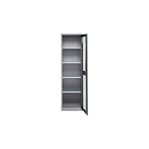 Schäfer Shop Genius Flügeltürenschrank FS, Stahl, Sichtfenster, Lüftungslöcher, B 545 x T 520 x H 1950 mm, 5 OH, Weißalu/Anthrazitgrau, bis 250 kg