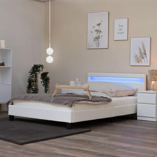 LED Bett ASTRO 140 x 200 Weiß