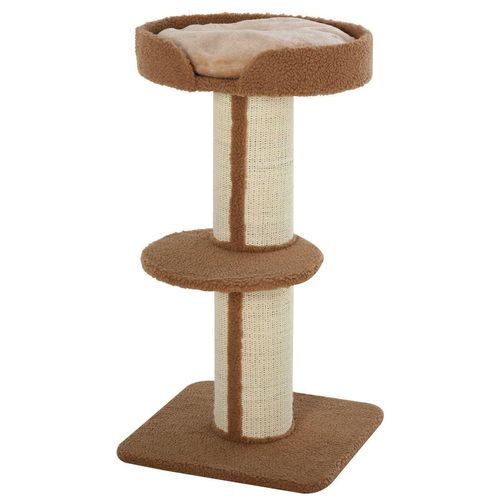 Katzenbaum Spielbaum Kratzstamm mit Plattform Sisal E1 Spanplatte Plüsch Hellbraun 45 x 45 x 91 cm