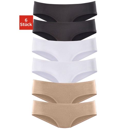 Hipster VIVANCE ACTIVE, Damen, Gr. 36/38, beige (beige, schwarz, weiß), Microfaser, Obermaterial: 95% Polyamid, 5% Elasthan (LYCRA), unifarben, Unterhosen, aus weicher Microfaser