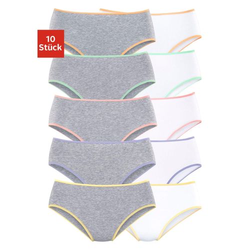 Jazz-Pants Slips PETITE FLEUR, Damen, Gr. 36/38, grau (grau, meliert, weiß), Obermaterial: 95% Baumwolle, 5% Elasthan, unifarben, körpernah, Unterhosen, aus elastischer Baumwolle