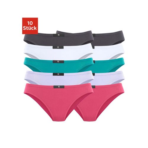 Slip H.I.S, Damen, Gr. 44, bunt (anthrazit, weiß, mint, flieder, pink), Jersey, Obermaterial: 95% Baumwolle, 5% Elasthan, unifarben, körpernah, Unterhosen, aus elastischer Baumwoll-Qualität