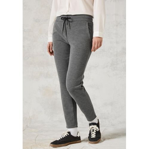 Stoffhose CECIL, Damen, Gr. XL, Länge 28, grau (platinum grau meliert), Stoff, 64% Polyester, 33% Viskose, 3% Elasthan, unifarben, casual, comfort fit lang, Hosen, im Joggstyle