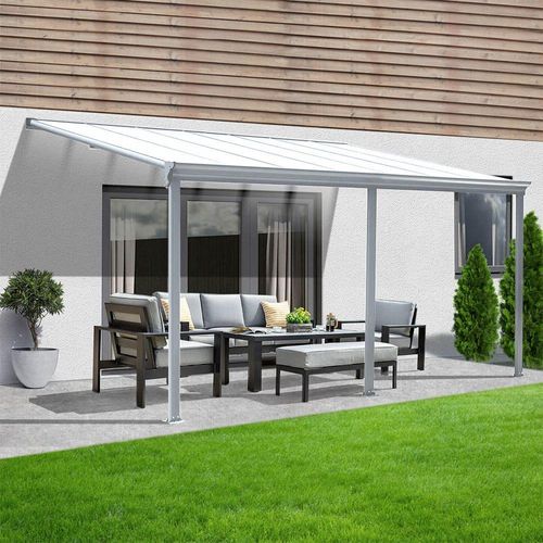 Terrassenüberdachung SOLIS 557 x 303 x 226/ 278 cm weiß