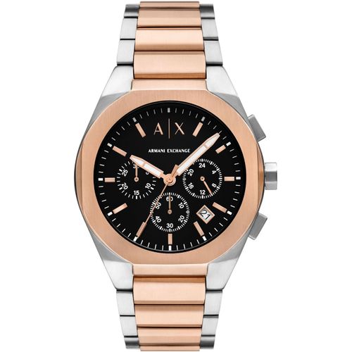 Chronograph ARMANI EXCHANGE Armbanduhren rosegold (roségoldfarben, silberfarben) Herren Armbanduhr, Herrenuhr, Edelstahlarmband, analog, Tag, Stoppfunktion