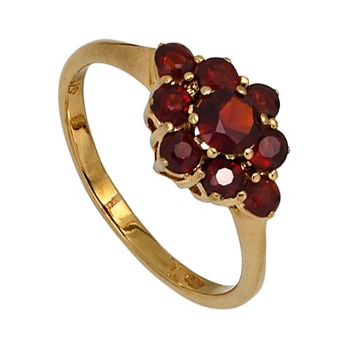 Goldring JOBO Gr. 58, gelb (gelbgold 375), Fingerringe, Damen, 58, Gelbgold 375, 375 Gold mit Granat