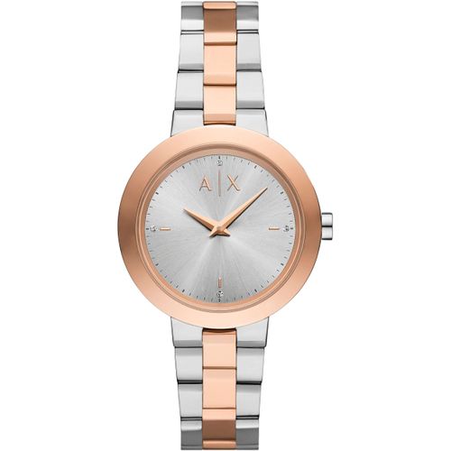 Quarzuhr ARMANI EXCHANGE Armbanduhren rosegold (silberfarben, roségoldfarben) Damen Armbanduhr, Damenuhr, Edelstahlarmband, analog, Glassteine