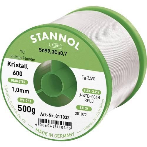 Stannol Kristall 600 Fairtin Lötzinn, bleifrei bleifrei Sn99,3Cu0,7 REL0 500 g 1 mm