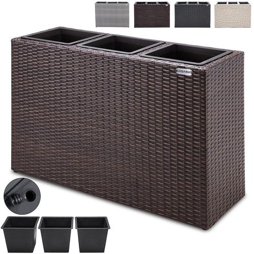 Blumenkasten Polyrattan 3er 83 x 60 x 30,5cm schwarz