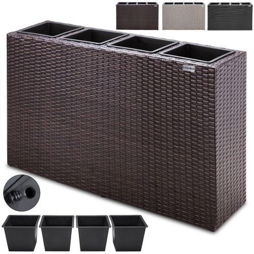 Blumenkasten Polyrattan 4er 95 x 60 x 27cm braun