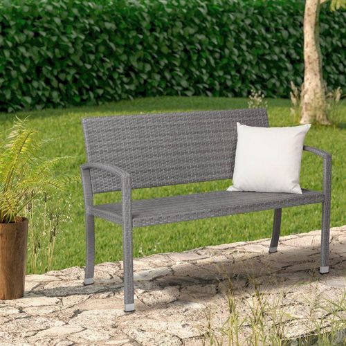 Gartenbank Polyrattan 122 x 90 x 55cm grau