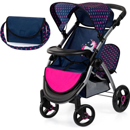 Puppen-Zwillingsbuggy BAYER "Twin Star, blau/pink" Puppenwagen bunt (blau/pink) Kinder mit Wickeltasche