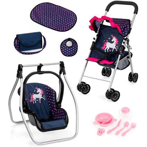 Puppenbuggy BAYER "Set mit Tasche" Puppenwagen bunt (blau, pink) Kinder