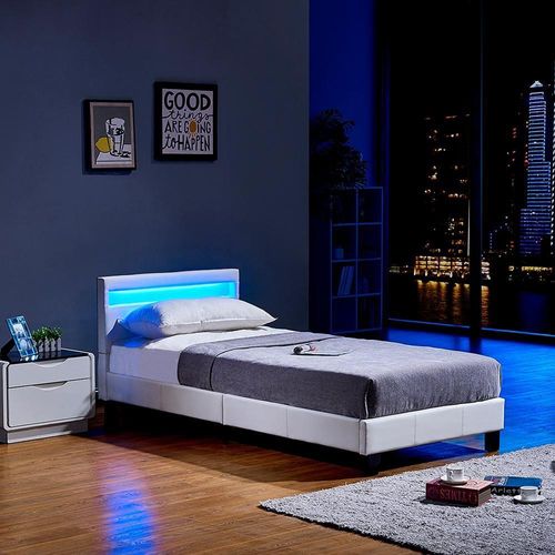 LED Bett ASTRO 90 x 200 Weiß