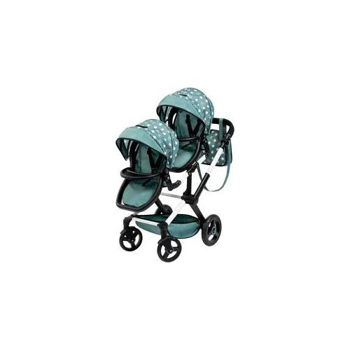 Puppen-Zwillingsbuggy BAYER "Xeo Twin grün" Puppenwagen grün Kinder mit Wickeltasche