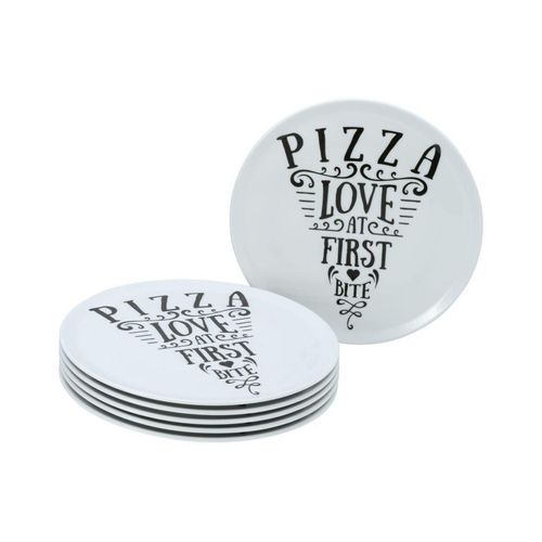 Pizzateller Set IN LOVE, 6-teiliges Geschirrset, Pizzateller aus Porzellan