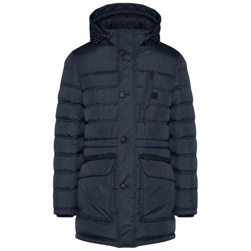 Parka BUGATTI Gr. 54, blau (marine) Herren Jacken mit abtrennbarer Kapuze