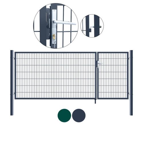 Doppelflügel Gartentor ADITUS - Variantenauswahl, Farbe:Anthrazit,H:100 x 350 cm