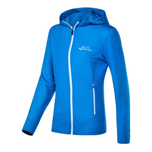 BLACK CREVICE - Damen Merino Kapuzenjacke | Mulesingfrei | Farbe: Blau | Größe: 42