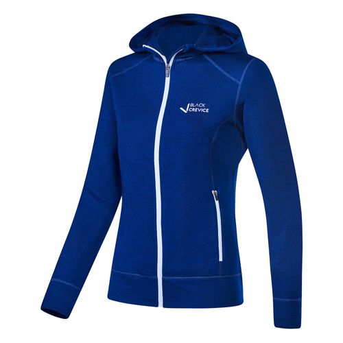 BLACK CREVICE - Damen Merino Kapuzenjacke | Mulesingfrei | Farbe: Dunkelblau | Größe: 40