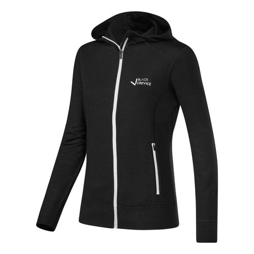 BLACK CREVICE - Damen Merino Kapuzenjacke | Mulesingfrei | Farbe: Schwarz | Größe: 38