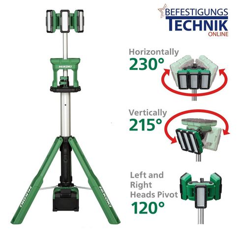 Hikoki Akku-Baustellenstrahler UB18DG inkl. Stativ (Basic)