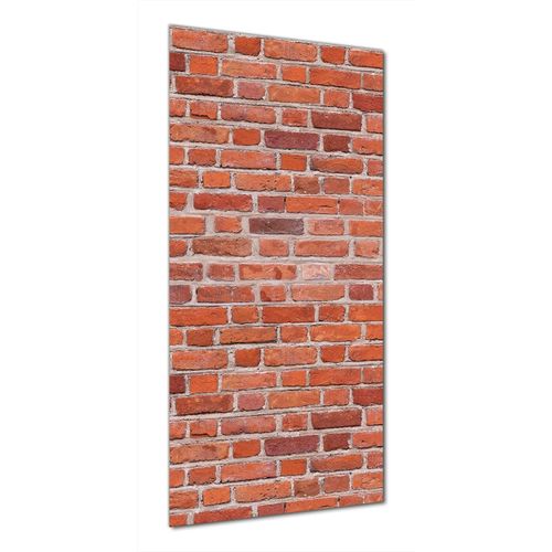 Wallario selbstklebende Duschrückwand 80 x 180 cm mit Motiv Rote Ziegelsteinwand - Backsteine - Wandverkleidung mit Hochglanzlaminat in Glasoptik
