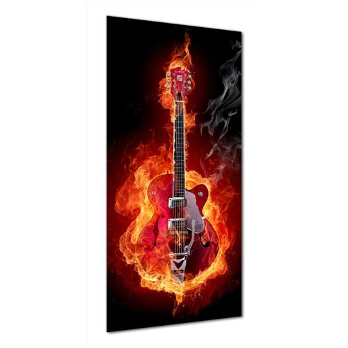 Wallario selbstklebende Duschrückwand 80 x 190 cm mit Motiv Brennende Gitarre - Wandverkleidung mit Hochglanzlaminat in Glasoptik