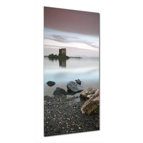 Wallario selbstklebende Duschrückwand 90 x 190 cm mit Motiv Schloss in Schottland - Wandverkleidung mit Hochglanzlaminat in Glasoptik