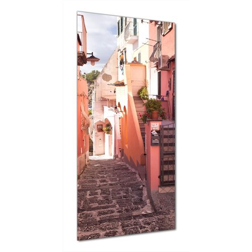 Wallario selbstklebende Duschrückwand 80 x 200 cm mit Motiv Südländische Gasse- Italien bei Sonnenschein - Wandverkleidung mit Hochglanzlaminat in Glasoptik