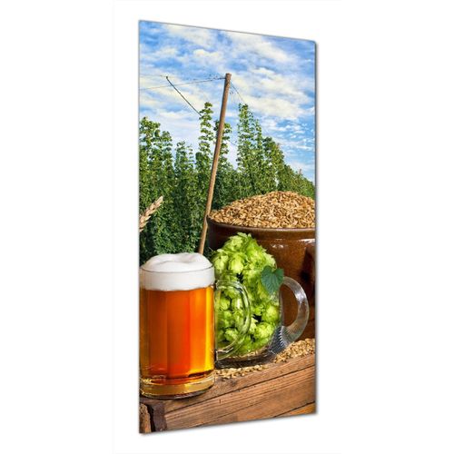 Wallario selbstklebende Duschrückwand 70 x 180 cm mit Motiv Frisch gezapftes Bier, Hopfen und Malz - Wandverkleidung mit Hochglanzlaminat in Glasoptik