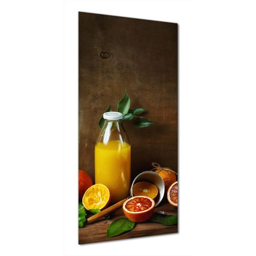 Wallario selbstklebende Duschrückwand 90 x 180 cm mit Motiv Frisch gepresster Orangensaft - Wandverkleidung mit Hochglanzlaminat in Glasoptik