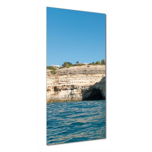 Wallario selbstklebende Duschrückwand 80 x 190 cm mit Motiv Steilküste mit Höhlen - Wandverkleidung mit Hochglanzlaminat in Glasoptik