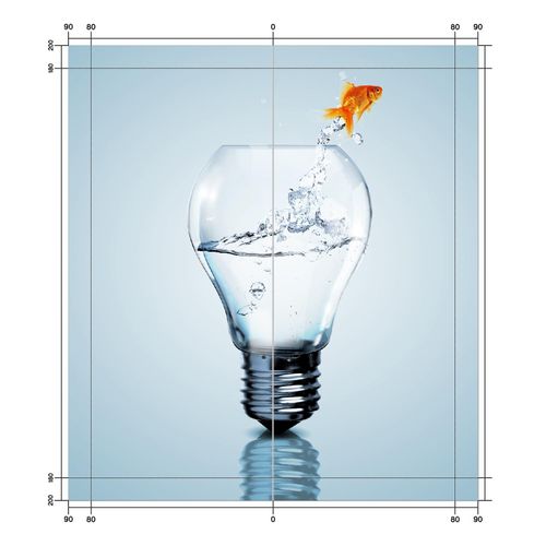 Wallario selbstklebende Duschrückwand 180 x 200 cm mit Motiv Goldfisch springt aus Aquarium - Wandverkleidung mit Hochglanzlaminat in Glasoptik