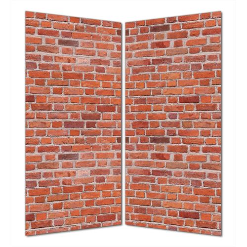 Wallario selbstklebende Duschrückwand 180 x 200 cm mit Motiv Rote Ziegelsteinwand - Backsteine - Wandverkleidung mit Hochglanzlaminat in Glasoptik