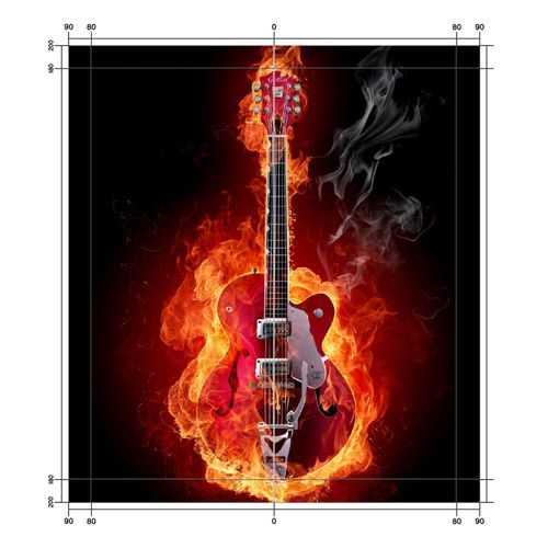 Wallario selbstklebende Duschrückwand 160 x 200 cm mit Motiv Brennende Gitarre - Wandverkleidung mit Hochglanzlaminat in Glasoptik