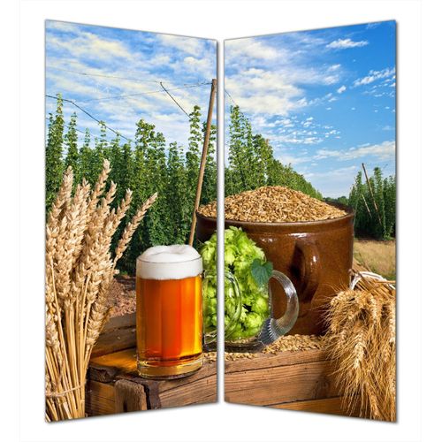 Wallario selbstklebende Duschrückwand 180 x 200 cm mit Motiv Frisch gezapftes Bier, Hopfen und Malz - Wandverkleidung mit Hochglanzlaminat in Glasoptik